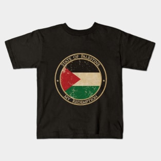 Vintage State of Palestine Asia Asian Flag Kids T-Shirt